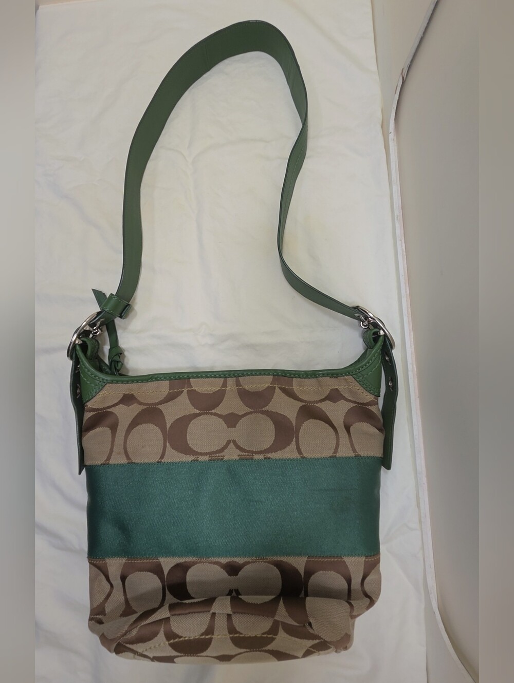 Authentic Coach Green Signature Crossbody/Shoulder Bag